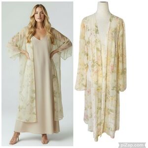 VINTAGE 90s JBS Sheer Floral Longline Blouse